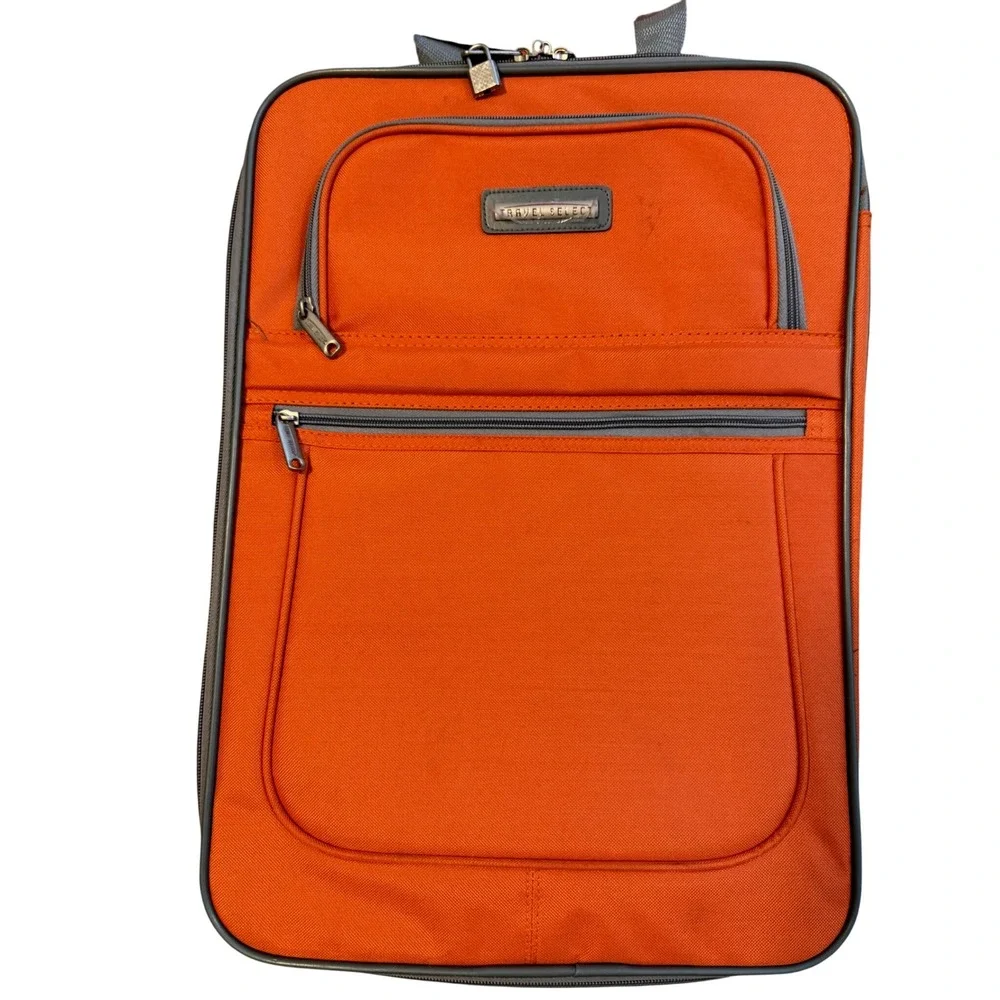 NEW Travel Select Travelers Choice 2 piece Luggage Carry On Orange Rolling Bag